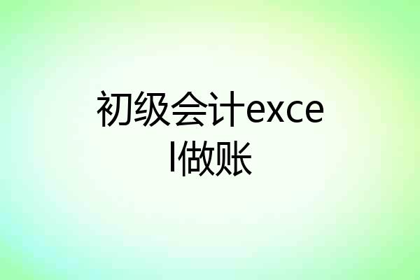 初级会计excel做账