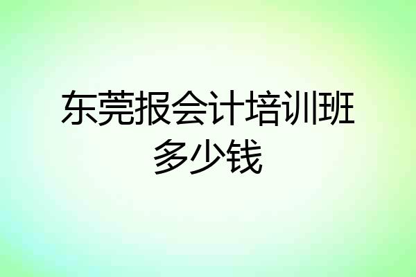 东莞报会计培训班多少钱