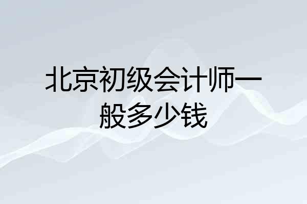 北京初级会计师一般多少钱