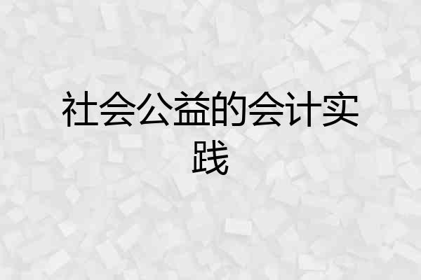 社会公益的会计实践