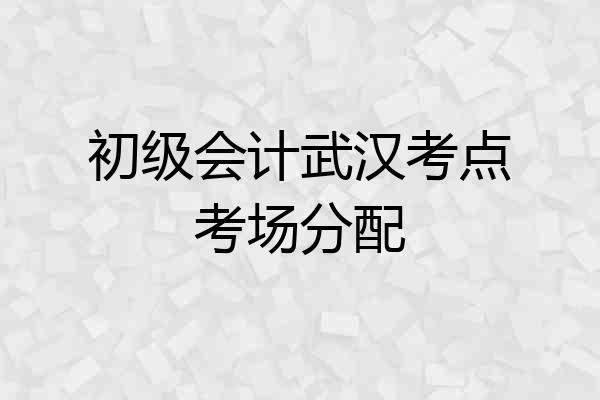 初级会计武汉考点考场分配