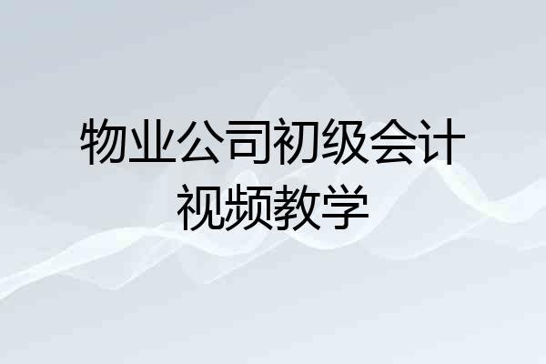 物业公司初级会计视频教学