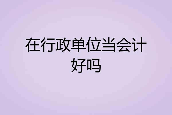 在行政单位当会计好吗