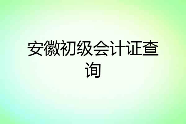 安徽初级会计证查询