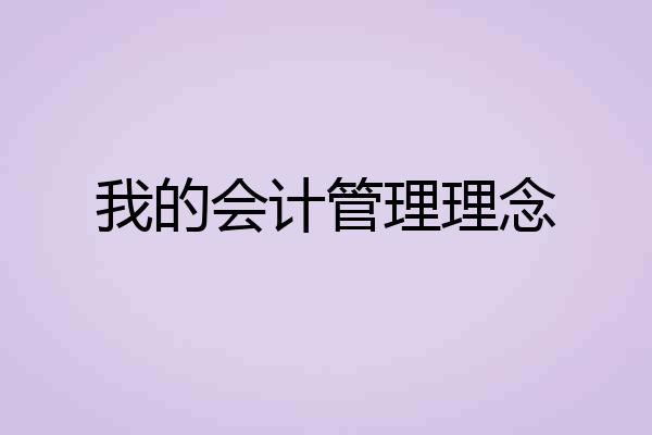 我的会计管理理念