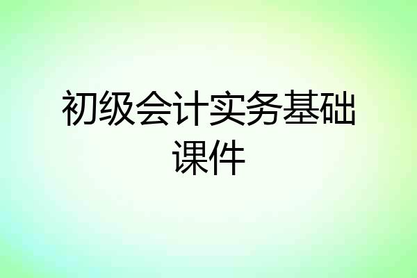 初级会计实务基础课件