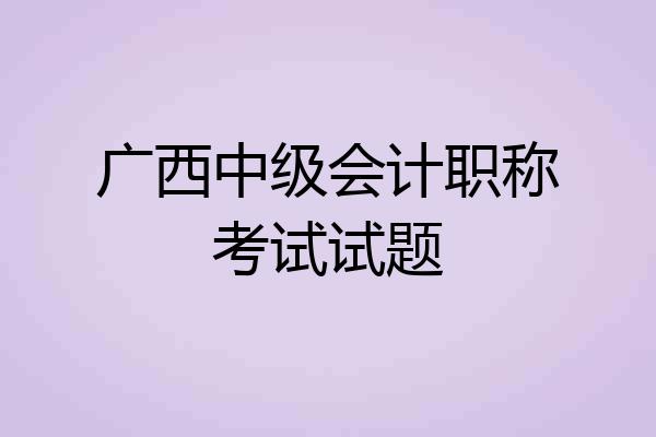 广西中级会计职称考试试题