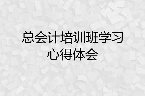 总会计培训班学习心得体会