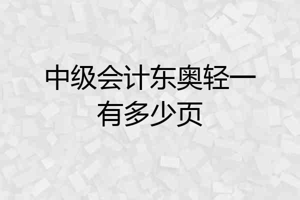 中级会计东奥轻一有多少页