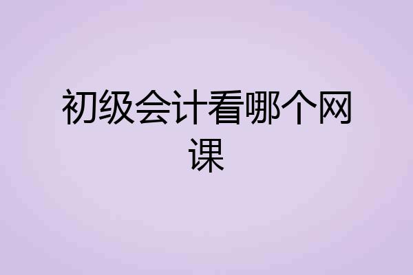 初级会计看哪个网课