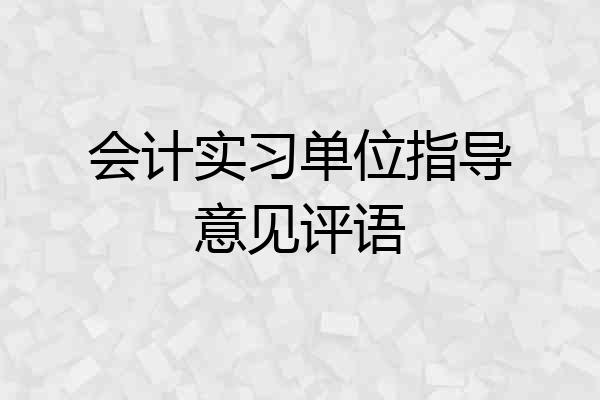 会计实习单位指导意见评语