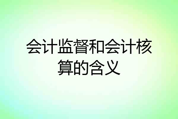 会计监督和会计核算的含义