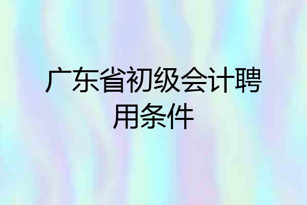 广东省初级会计聘用条件