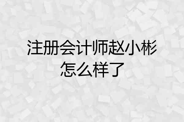 注册会计师赵小彬怎么样了