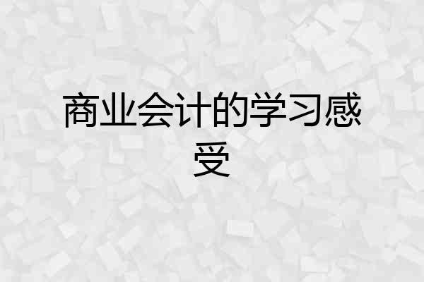 商业会计的学习感受