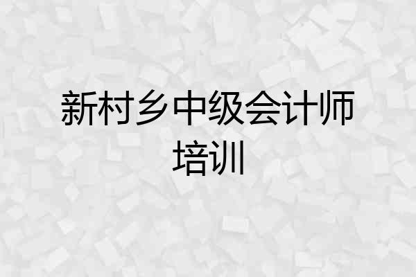 新村乡中级会计师培训
