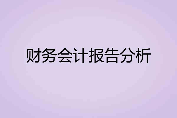 财务会计报告分析