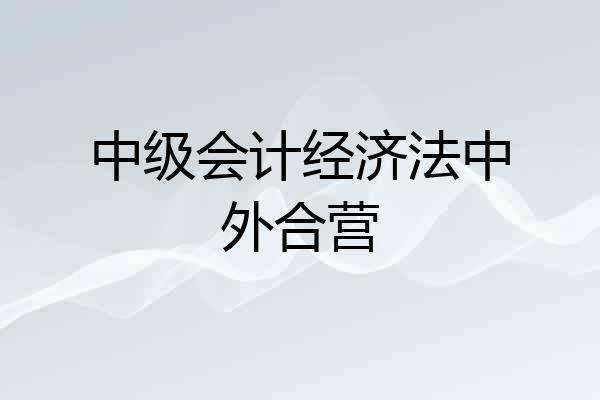 中级会计经济法中外合营