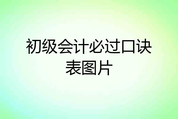 初级会计必过口诀表图片