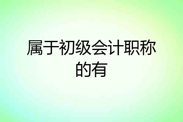 属于初级会计职称的有