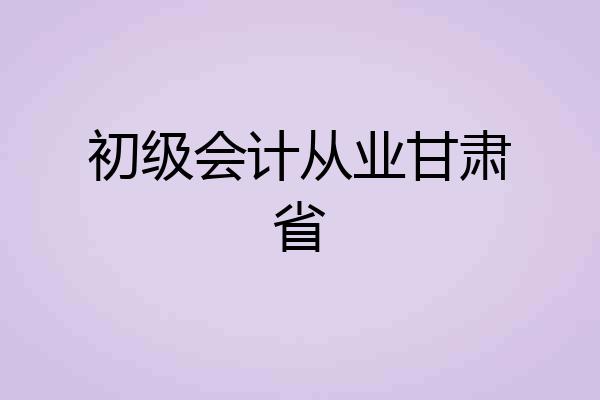 初级会计从业甘肃省