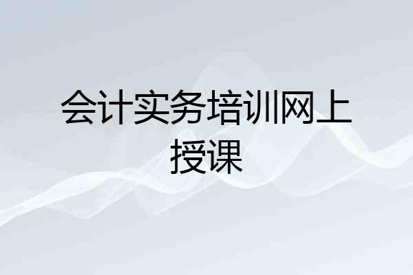 会计实务培训网上授课
