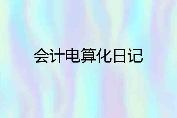 会计电算化日记