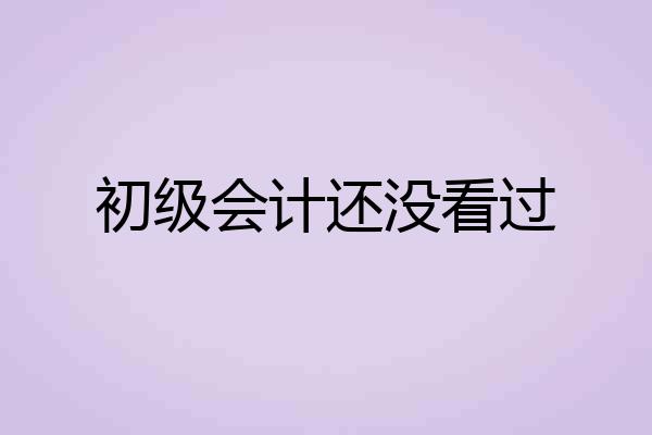 初级会计还没看过