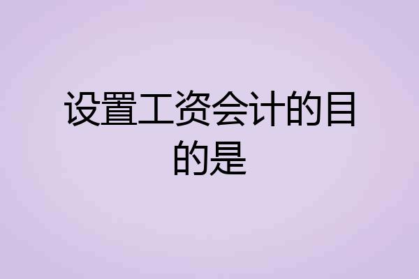 设置工资会计的目的是