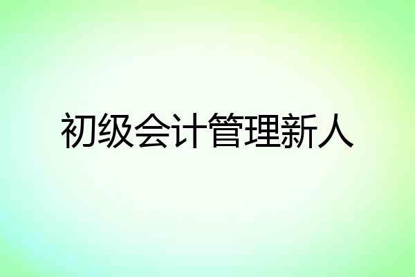 初级会计管理新人