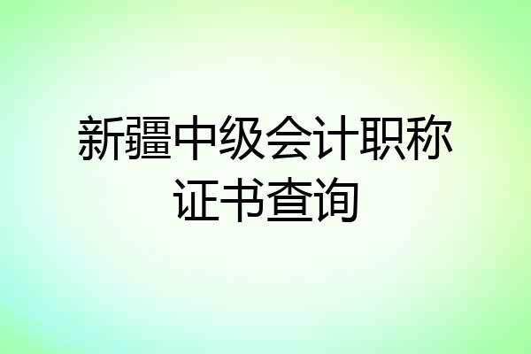 新疆中级会计职称证书查询