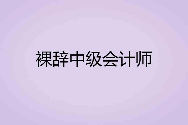 裸辞中级会计师