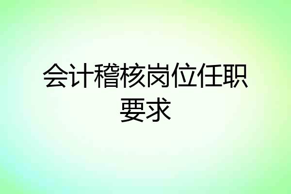 会计稽核岗位任职要求