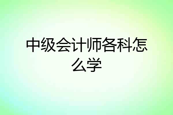 中级会计师各科怎么学