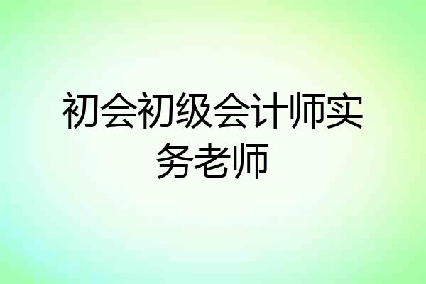 初会初级会计师实务老师
