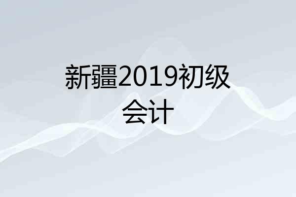 新疆2019初级会计