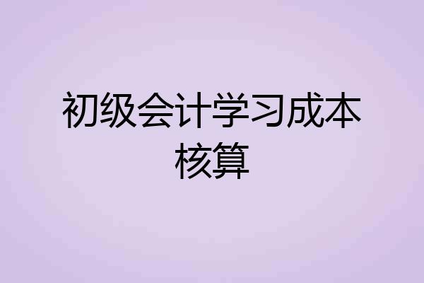 初级会计学习成本核算
