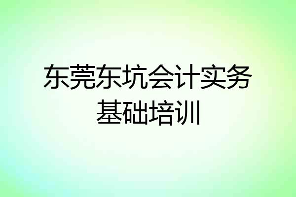东莞东坑会计实务基础培训