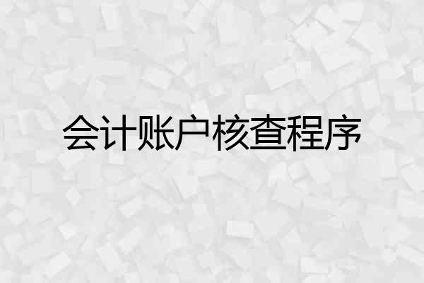 会计账户核查程序