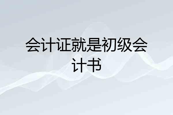 会计证就是初级会计书
