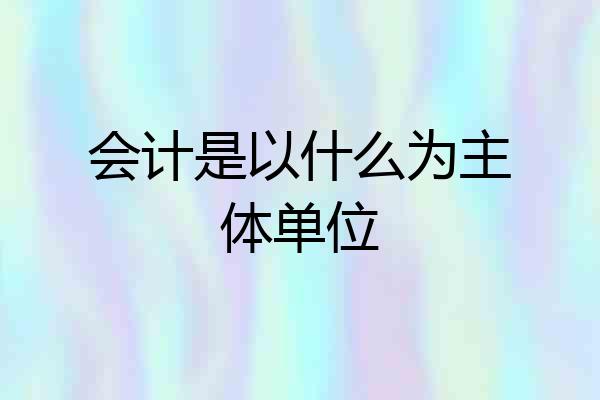 会计是以什么为主体单位
