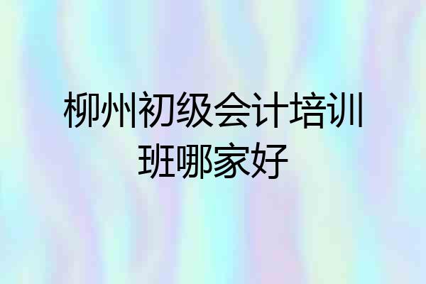 柳州初级会计培训班哪家好