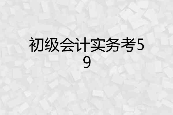 初级会计实务考59