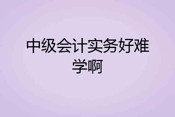 中级会计实务好难学啊