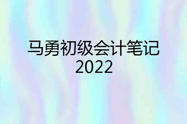 马勇初级会计笔记2022