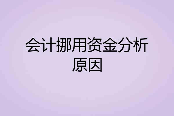 会计挪用资金分析原因