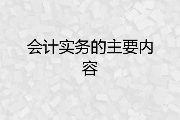 会计实务的主要内容