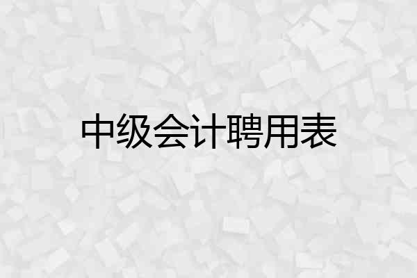 中级会计聘用表