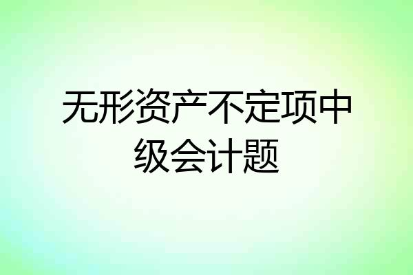 无形资产不定项中级会计题