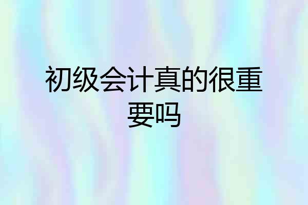初级会计真的很重要吗